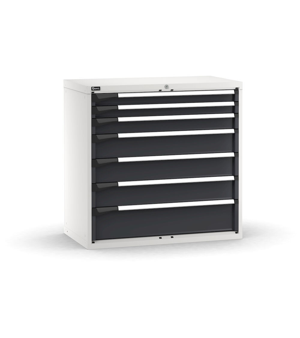 Cassettiera porta attrezzi, 7 cassetti 2x75 1x100 3x150 1x200, L1020 x P573 x H1000 mm