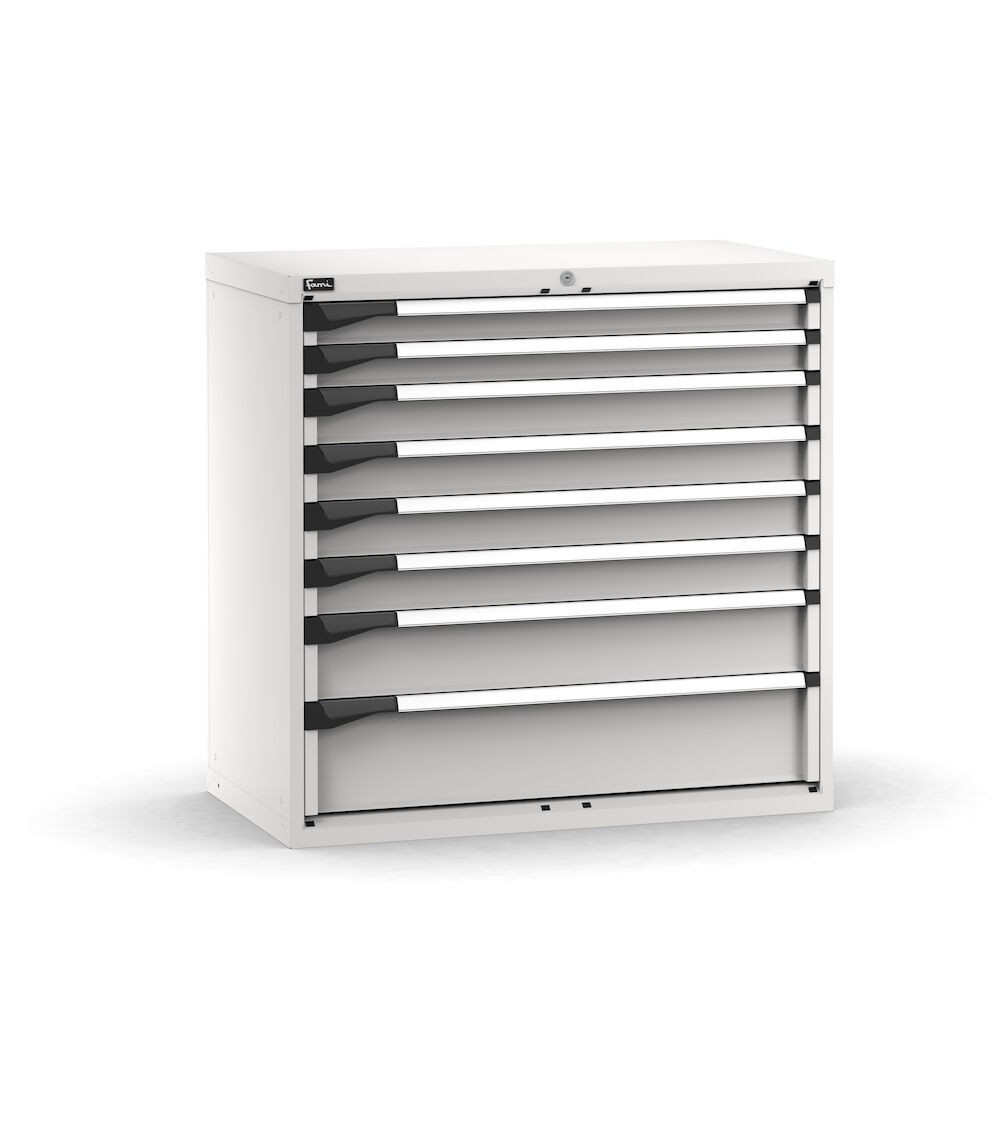 Cassettiera porta attrezzi, 8 cassetti 2x75 4x100 1x150 1x200, L1020 x P573 x H1000 mm