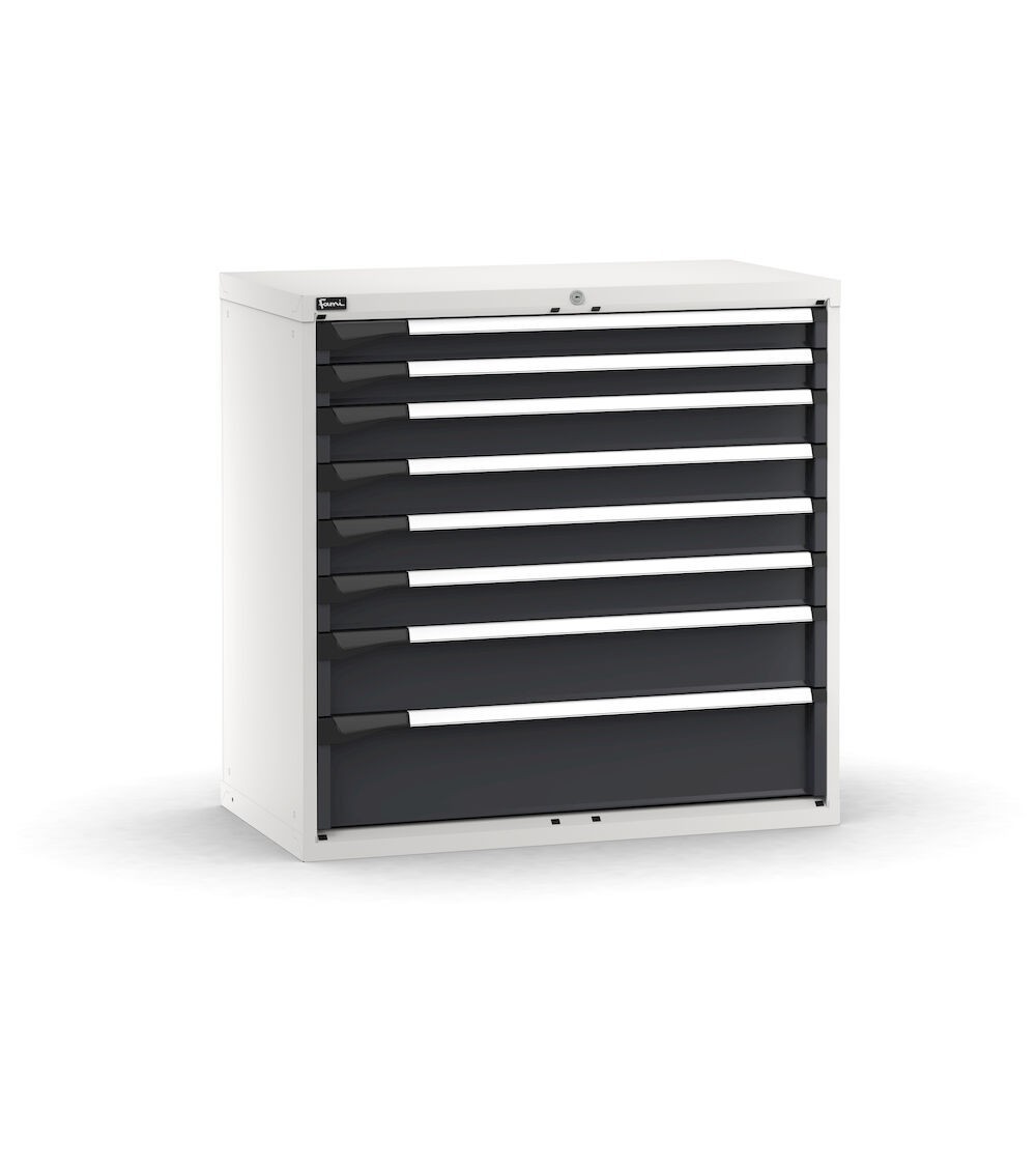 Cassettiera porta attrezzi, 8 cassetti 2x75 4x100 1x150 1x200, L1020 x P573 x H1000 mm