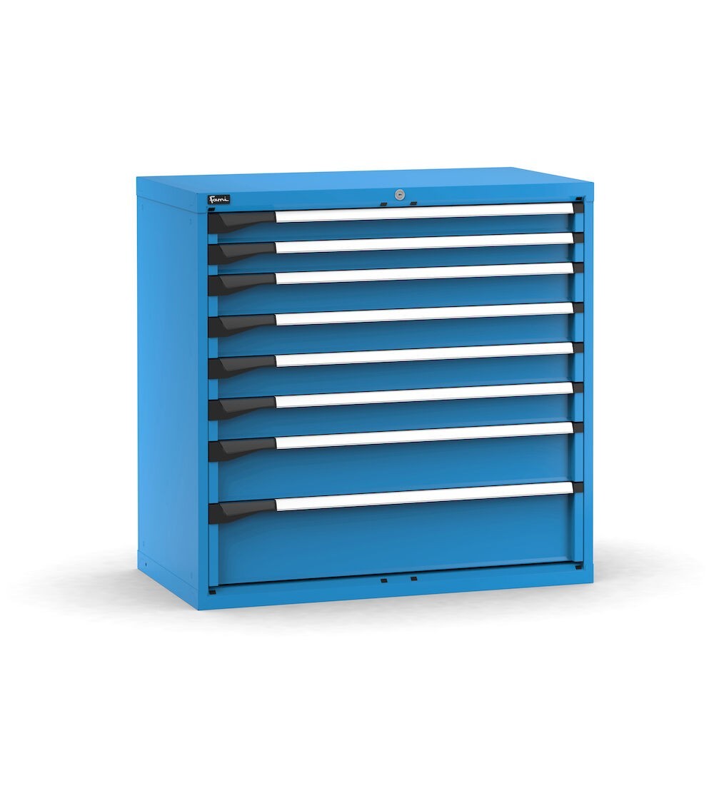 Cassettiera porta attrezzi, 8 cassetti 2x75 4x100 1x150 1x200, L1020 x P573 x H1000 mm