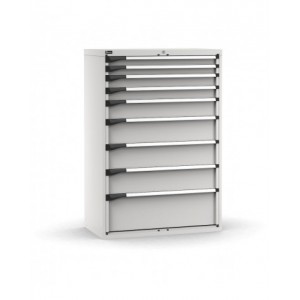 Cassettiera porta attrezzi, 9 cassetti 2x75 2x100 1x150 3x200 1x300, L1020 x P573 x H1500 mm