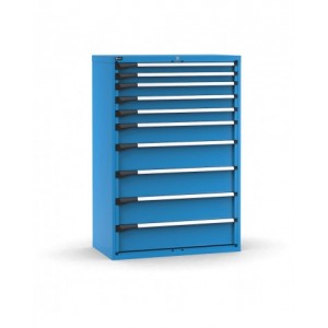 Cassettiera porta attrezzi, 10 cassetti ad estrazione telescopica 2x75 3x100 1x150 4x200, L1020 x P573 x H1500 mm