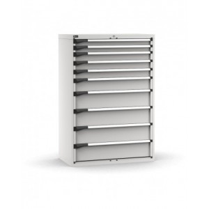 Cassettiera porta attrezzi, 10 cassetti ad estrazione telescopica 2x75 3x100 1x150 4x200, L1020 x P573 x H1500 mm