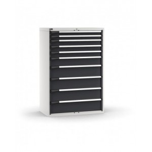 Cassettiera porta attrezzi, 10 cassetti ad estrazione telescopica 2x75 3x100 1x150 4x200, L1020 x P573 x H1500 mm