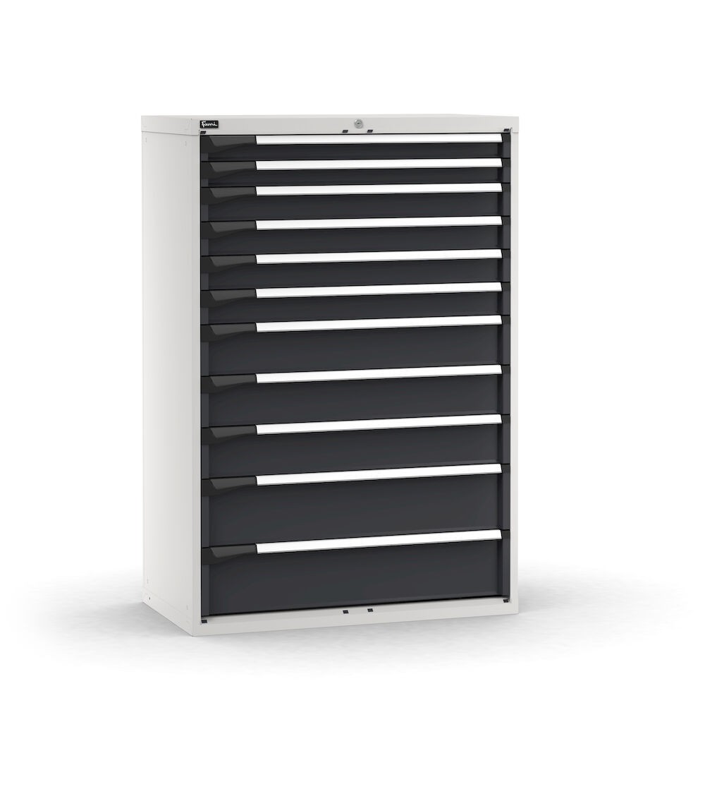 Cassettiera porta attrezzi, 11 cassetti 2x75 4x100 3x150 2x200, L1020 x P573 x H1500 mm