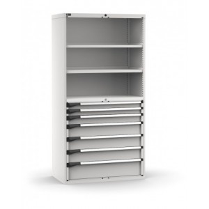 Armadio portautensili a 7 cassetti e 2 piani regolabili, L1020 x P573 x H2000 mm