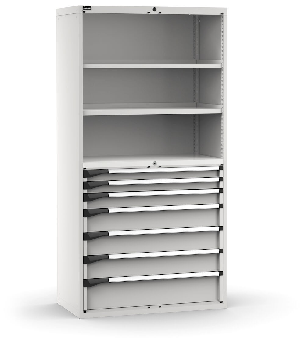 Armadio portautensili a 7 cassetti e 2 piani regolabili, L1020 x P573 x H2000 mm