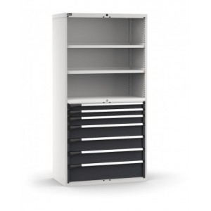 Armadio portautensili a 7 cassetti e 2 piani regolabili, L1020 x P573 x H2000 mm