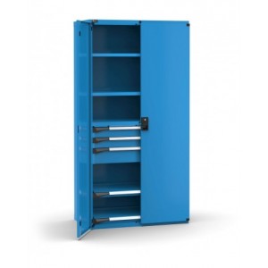 Armadio portautensili con porte a 3 cassetti, 2 piani regolabili, 2 piani estraibili, L1020 x P573 x H2000 mm