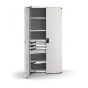 Armadio portautensili con porte a 3 cassetti, 2 piani regolabili, 2 piani estraibili, L1020 x P573 x H2000 mm