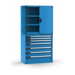 Armadio portautensili con porte a 7 cassetti, 3 piani regolabili, L1020 x P573 x H2000 mm