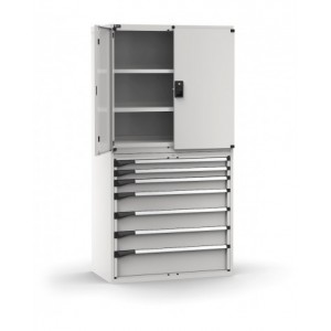 Armadio portautensili con porte a 7 cassetti, 3 piani regolabili, L1020 x P573 x H2000 mm