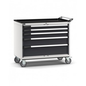 Cassettiera porta attrezzi con ruote, 5 cassetti  2x75 1x100 1x150 1x200, L1020 x P573 x H922 mm