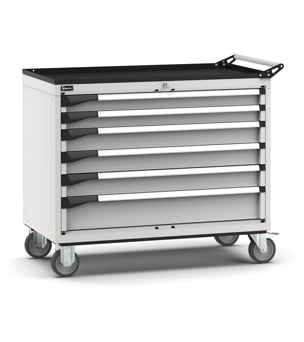 Cassettiera porta attrezzi con ruote, 6 cassetti 2x75 3x100 1x150, L1020 x P573 x H922 mm