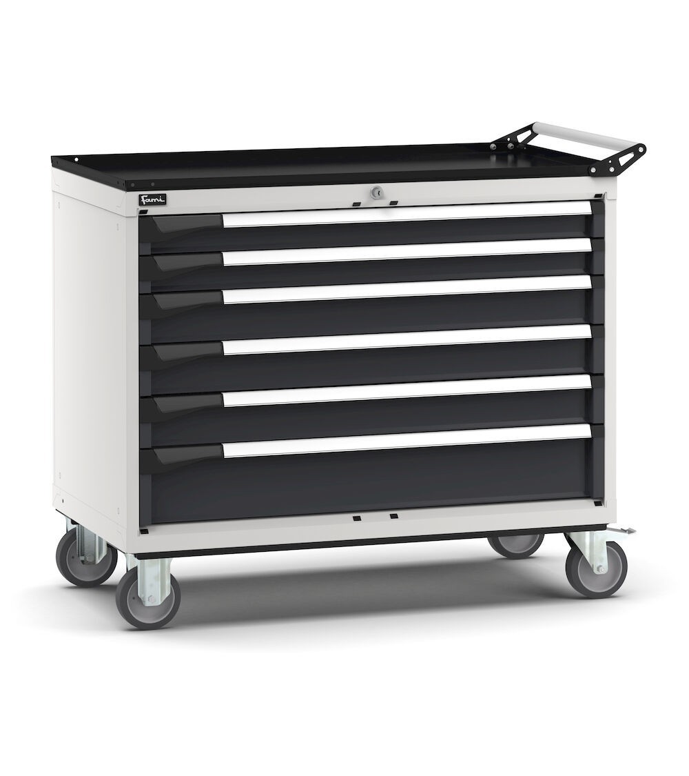Cassettiera porta attrezzi con ruote, 6 cassetti 2x75 3x100 1x150, L1020 x P573 x H922 mm