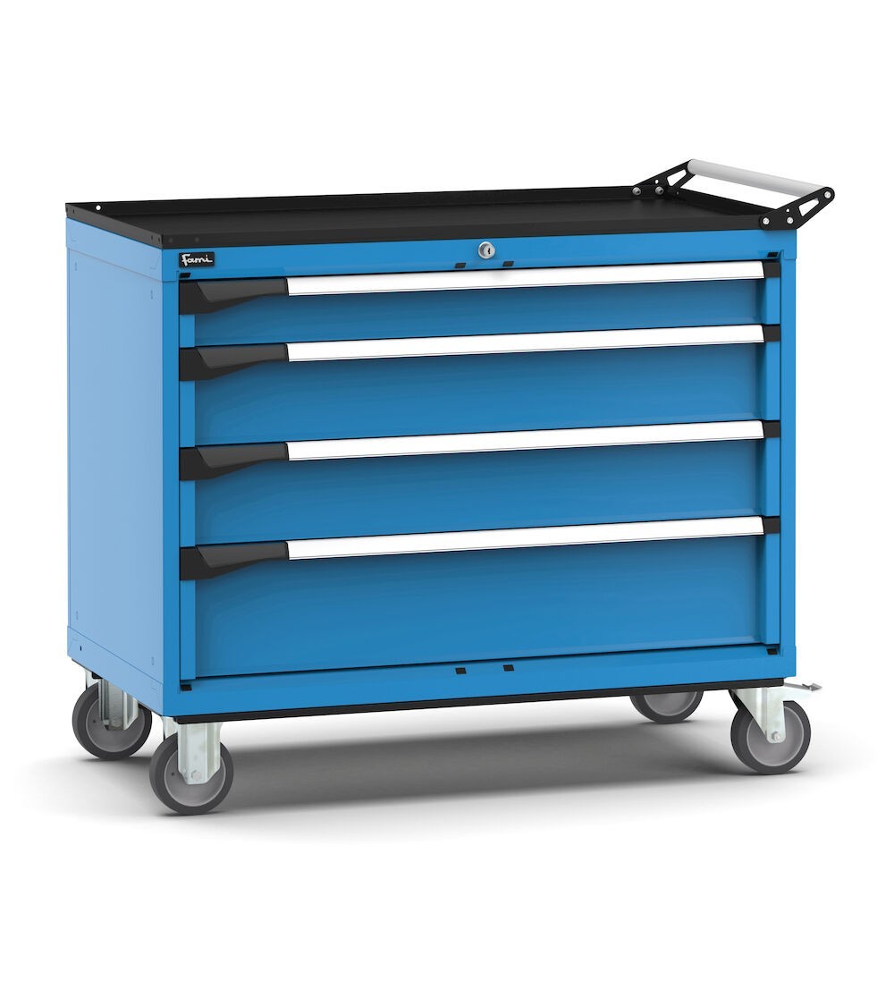 Cassettiera porta attrezzi con ruote, 4 cassetti 1x100 2x150 1x200, L1020 x P573 x H922 mm