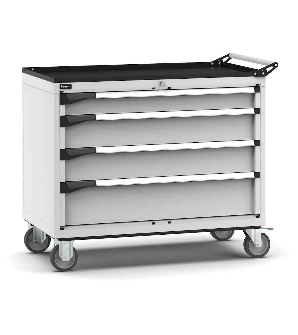 Cassettiera porta attrezzi con ruote, 4 cassetti 1x100 2x150 1x200, L1020 x P573 x H922 mm