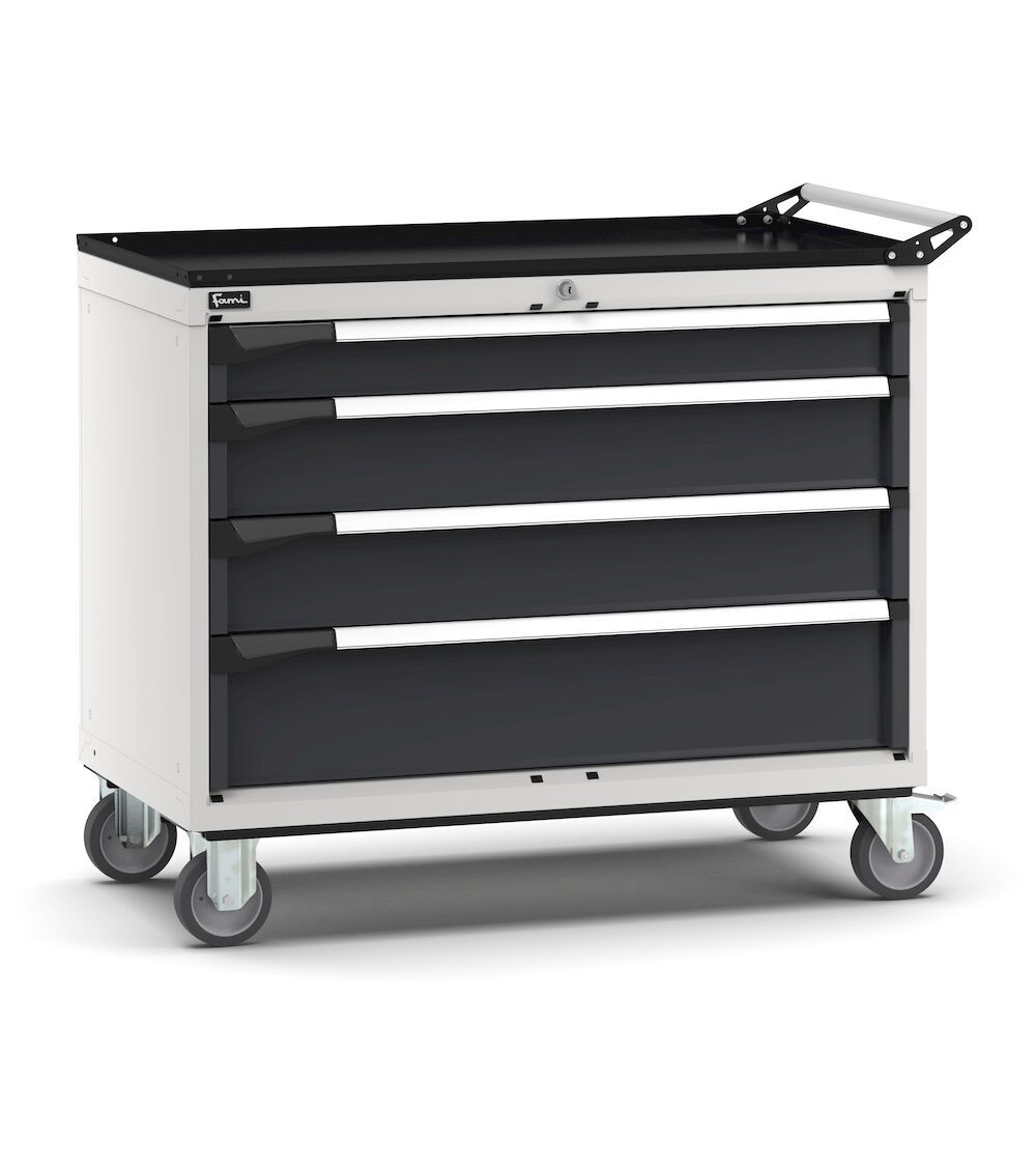 Cassettiera porta attrezzi con ruote, 4 cassetti 1x100 2x150 1x200, L1020 x P573 x H922 mm