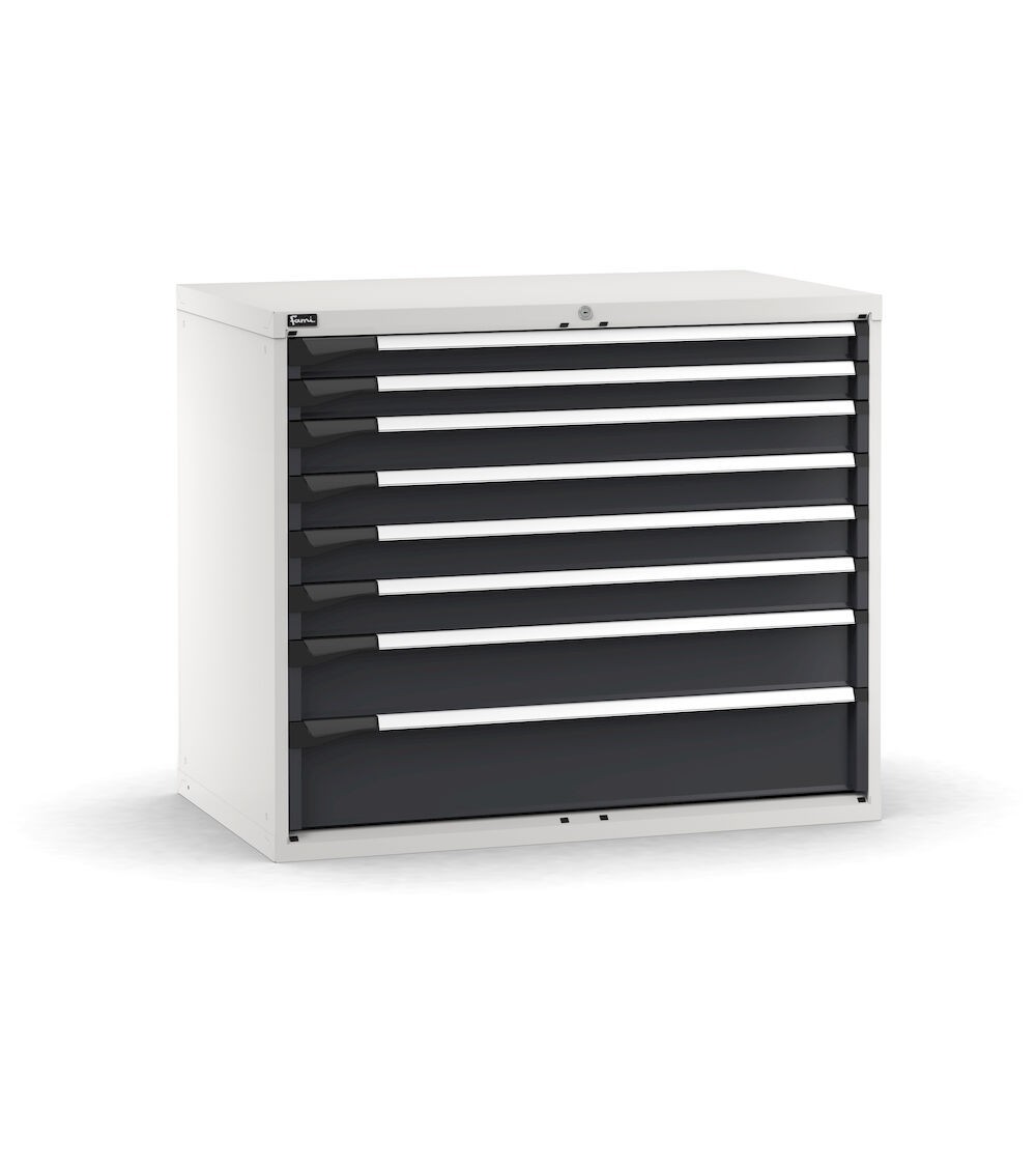 Cassettiera porta attrezzi, 8 cassetti 2x75 4x100 1x150 1x200, L1190 x P726 x H1000 mm