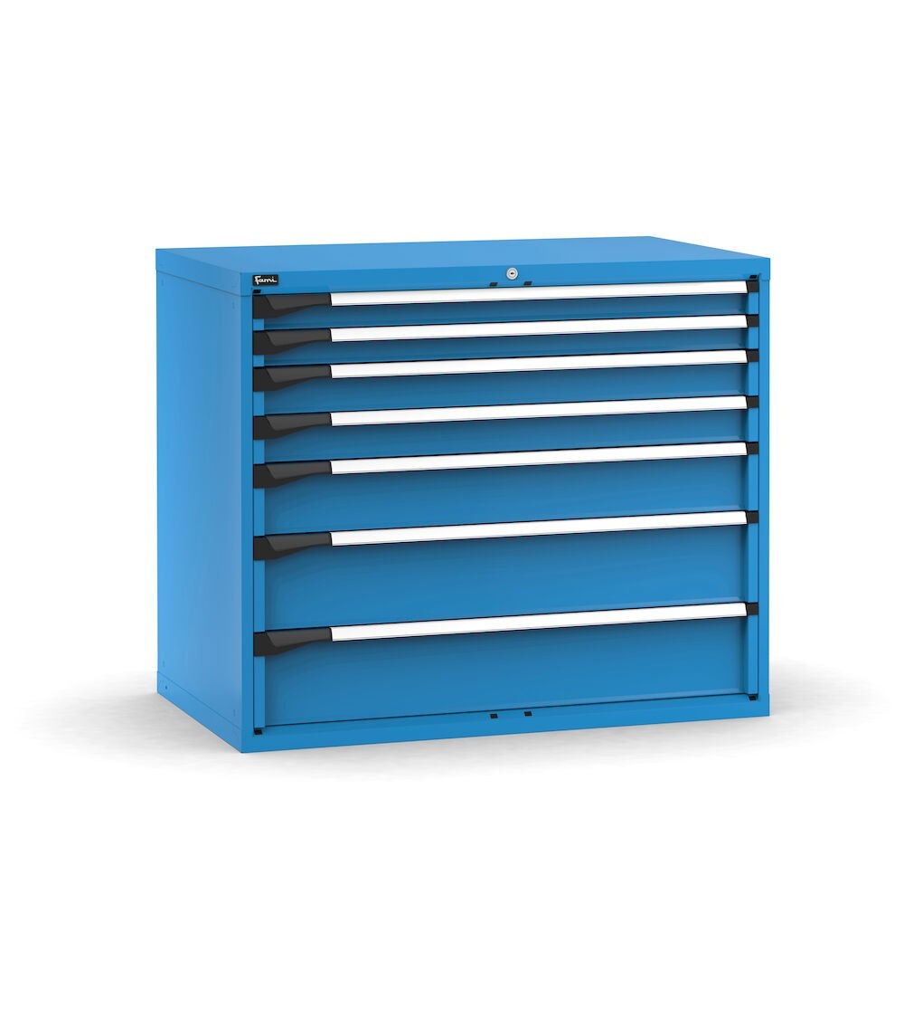 Cassettiera porta attrezzi, 7 cassetti 2x75 2x100 1x150 2x200, L1190 x P726 x H1000 mm