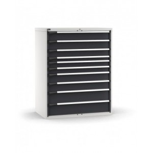 Cassettiera porta attrezzi, 10 cassetti 2x150 1x125 1x75 2x100 2x150 2x200, L1190 x P726 x H1500 mm