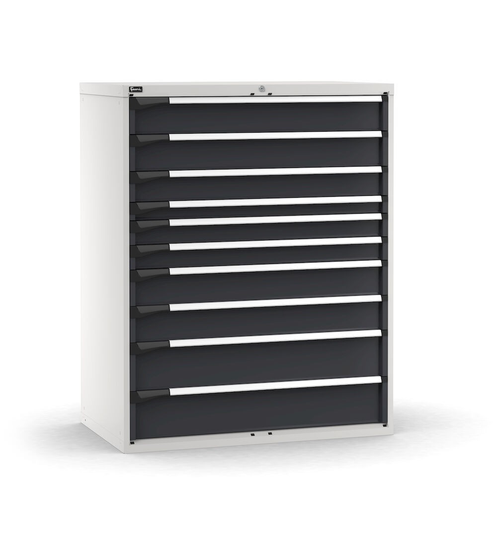 Cassettiera porta attrezzi, 10 cassetti 2x150 1x125 1x75 2x100 2x150 2x200, L1190 x P726 x H1500 mm