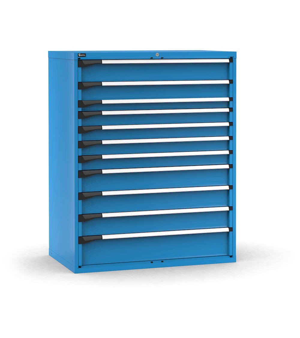 Cassettiera porta attrezzi, 11 cassetti 1x150 1x125 1x75 4x100 3x150 1x200,  L1190 x P726 x H1500 mm