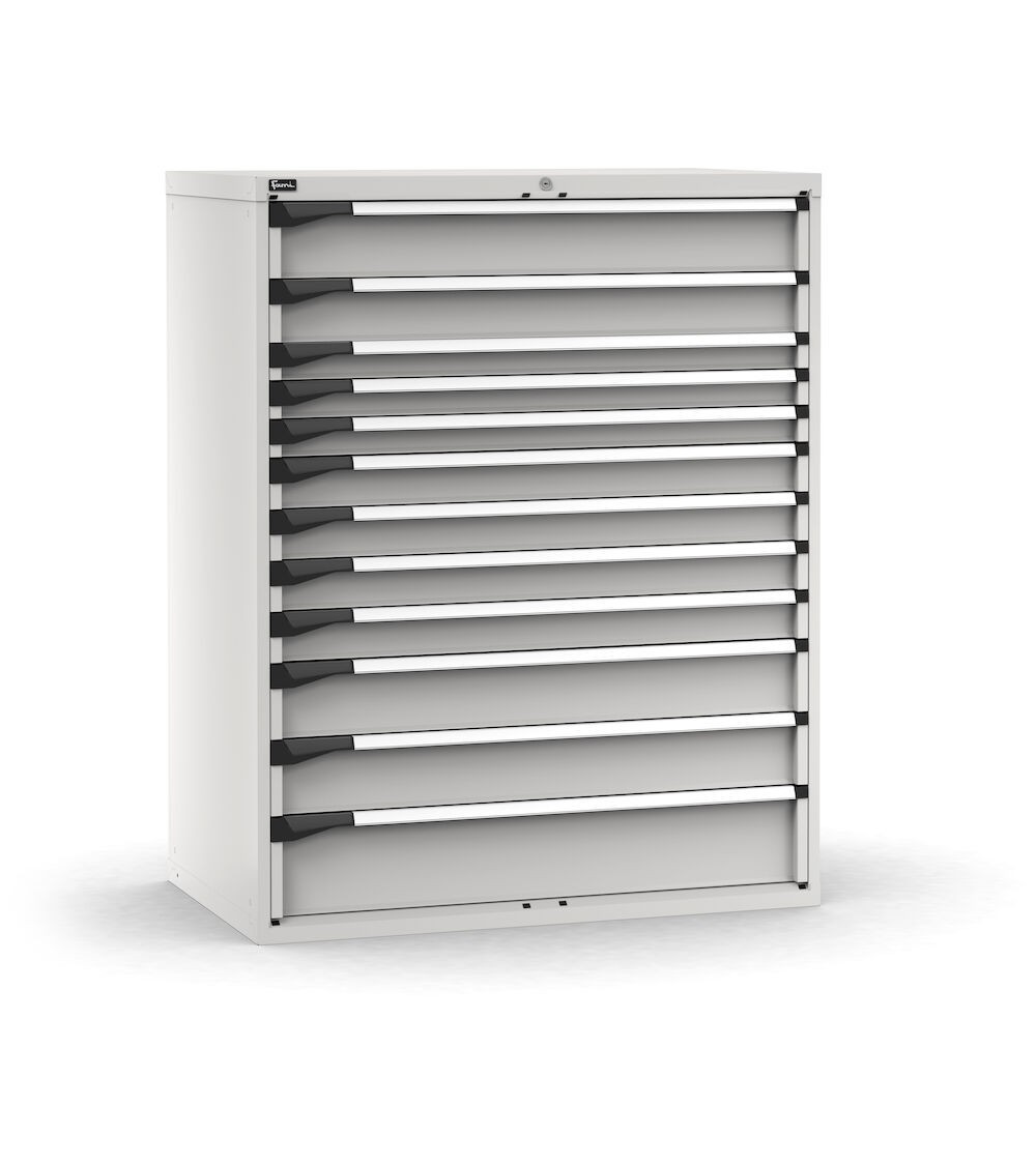 Cassettiera porta attrezzi, 12 cassetti 1x150 1x125 3x75 4x100 2x150 1x200, L1190 x P726 x H1500 mm