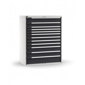 Cassettiera porta attrezzi, 12 cassetti 1x150 1x125 3x75 4x100 2x150 1x200, L1190 x P726 x H1500 mm