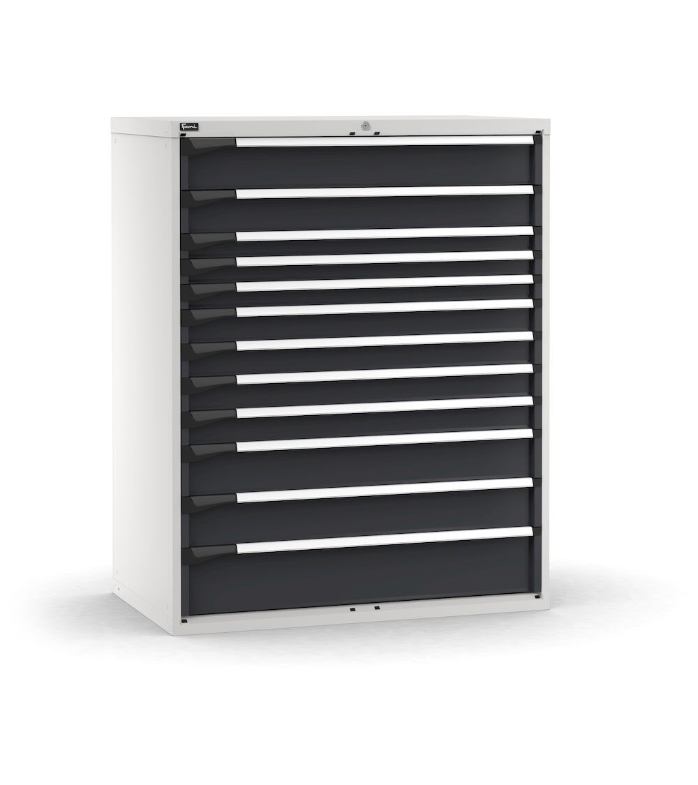 Cassettiera porta attrezzi, 12 cassetti 1x150 1x125 3x75 4x100 2x150 1x200, L1190 x P726 x H1500 mm