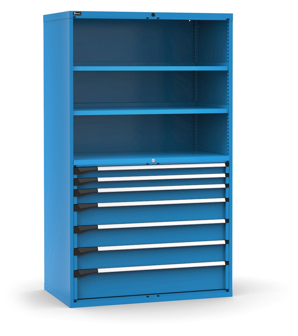 Armadio portautensili a 7 cassetti e 2 piani regolabili,  L1190 x P726 x H2000 mm