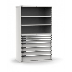 Armadio portautensili a 7 cassetti e 2 piani regolabili,  L1190 x P726 x H2000 mm