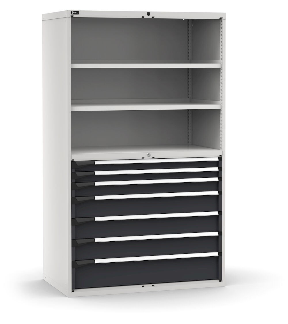 Armadio portautensili a 7 cassetti e 2 piani regolabili,  L1190 x P726 x H2000 mm