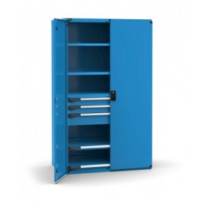 Armadio portautensili con porte a 3 cassetti 2X100 1X150, 2 piani regolabili, 2 piani estraibili, L1190 x P726 x H2000 mm