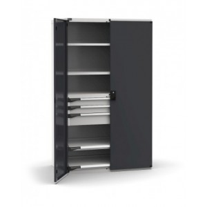 Armadio portautensili con porte a 3 cassetti 2X100 1X150, 2 piani regolabili, 2 piani estraibili, L1190 x P726 x H2000 mm