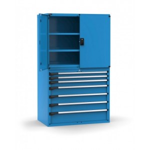 Armadio portautensili con porte, 7 cassetti e 3 piani regolabili,  L1190 x P726 x H2000 mm