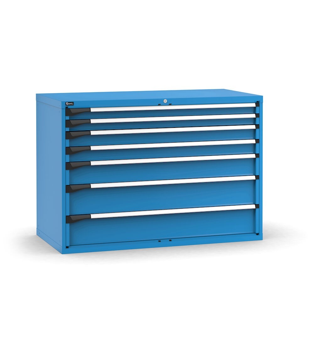 Cassettiera porta attrezzi, 7 cassetti 2x75 2x100 1x150 2x200, L1428 x P726 x H1000 mm