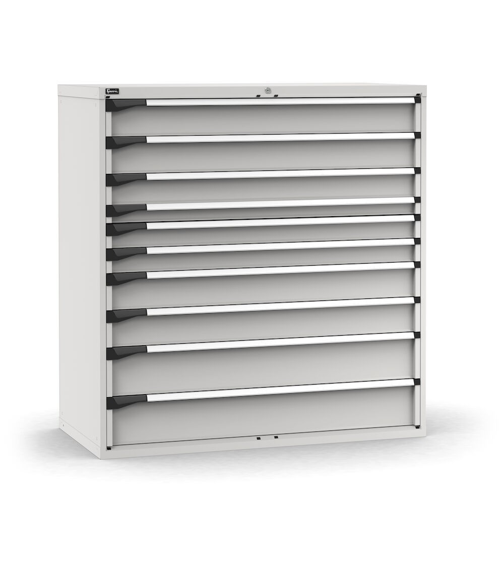 Cassettiera porta attrezzi, 10 cassetti 2x150 1x125 1x75 2x100 2x150 2x200, L1428 x P726 x H1500 mm