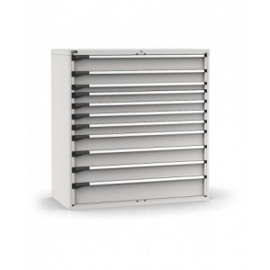 Cassettiera porta attrezzi, 11 cassetti 1x150 1x125 1x75 4x100 3x150 1x200, L1428 x P726 x H1500 mm