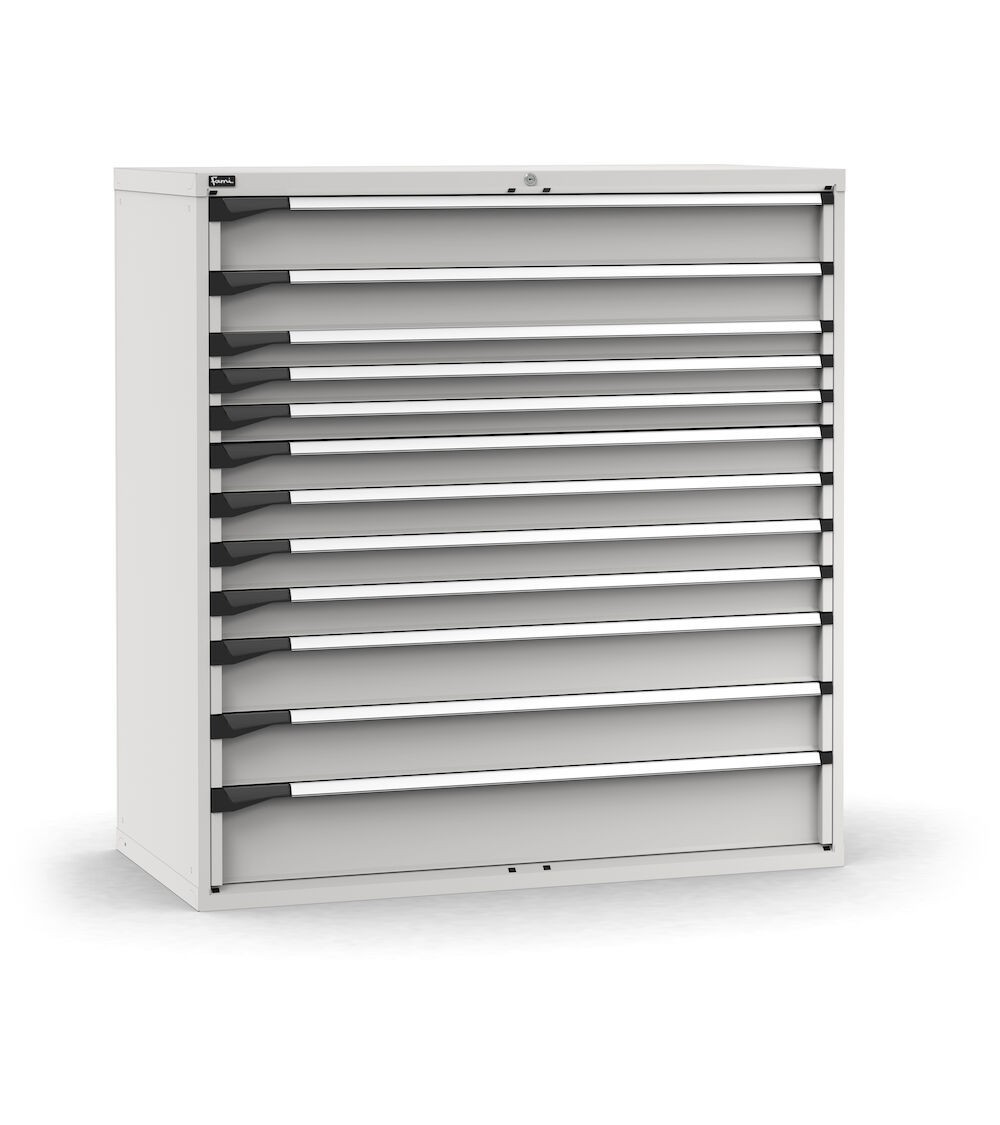 Cassettiera porta attrezzi, 12 cassetti 1x150 1x125 3x75 4x100 2x150 1x200, L1428 x P726 x H1500 mm