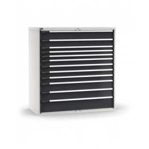 Cassettiera porta attrezzi, 12 cassetti 1x150 1x125 3x75 4x100 2x150 1x200, L1428 x P726 x H1500 mm
