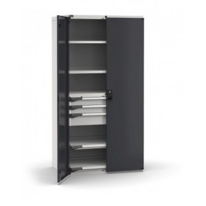 Armadio portautensili con porte a 3 cassetti, 2 piani regolabili, 2 piani estraibili, L1020 x P726 x H2000 mm