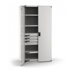 Armadio portautensili con porte a 3 cassetti, 2 piani regolabili, 2 piani estraibili, L1020 x P726 x H2000 mm