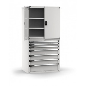 Armadio portautensili a 7 cassetti e 3 piani regolabili, L1020 x P726 x H2000 mm