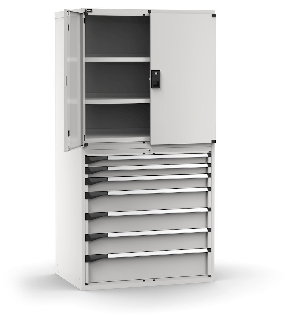 Armadio portautensili a 7 cassetti e 3 piani regolabili, L1020 x P726 x H2000 mm