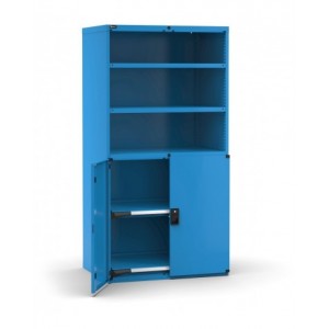 Armadio portautensili con ante a battente, 2 piani forati e 2 piani estraibili , L1020 x P726 x H2000 mm