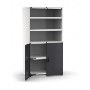 Armadio portautensili con ante a battente, 2 piani forati e 2 piani estraibili , L1020 x P726 x H2000 mm