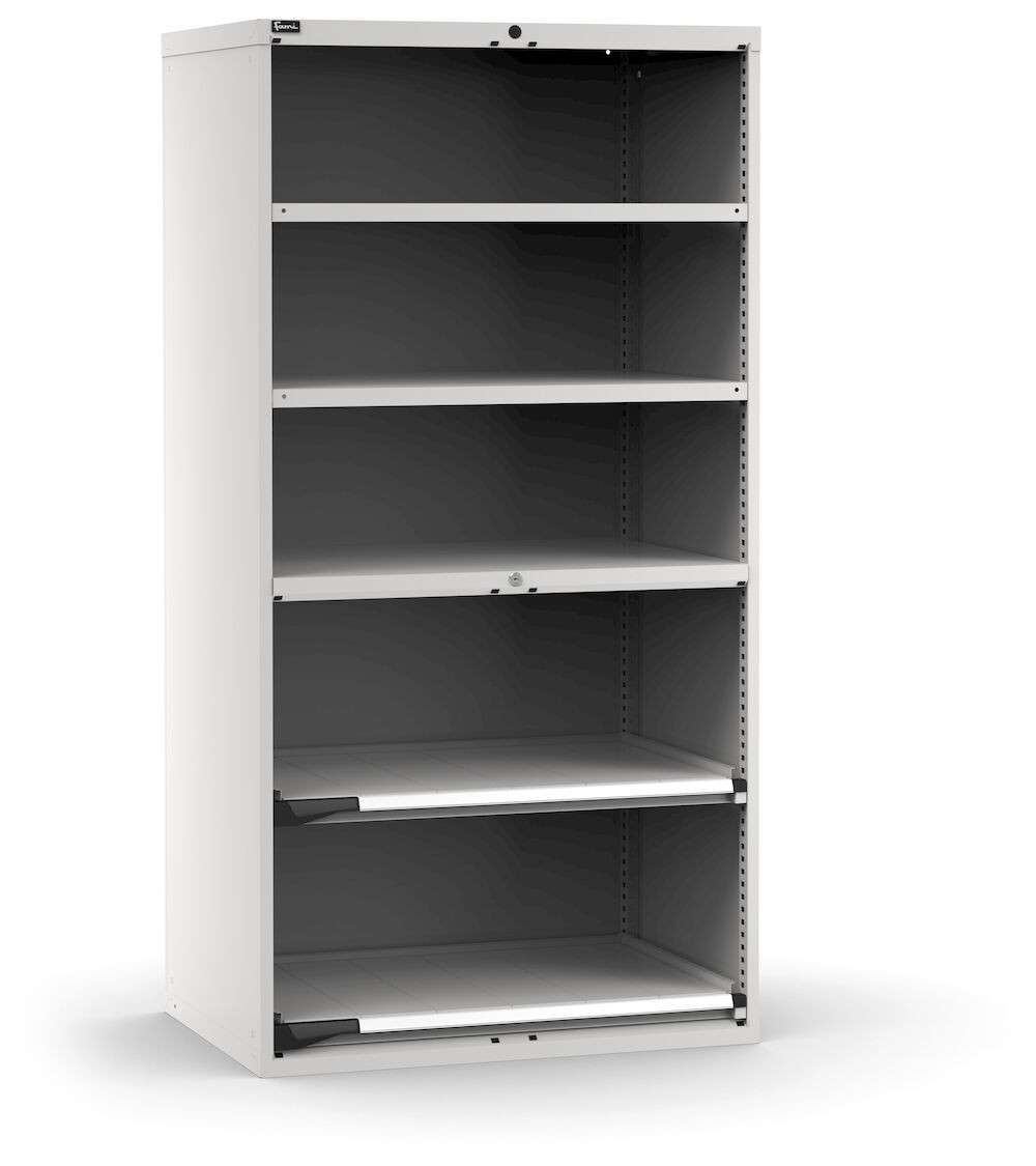 Armadio per utensili con 2 piani forati e 2 piani estraibili, L1020 x P726 x H2000 mm