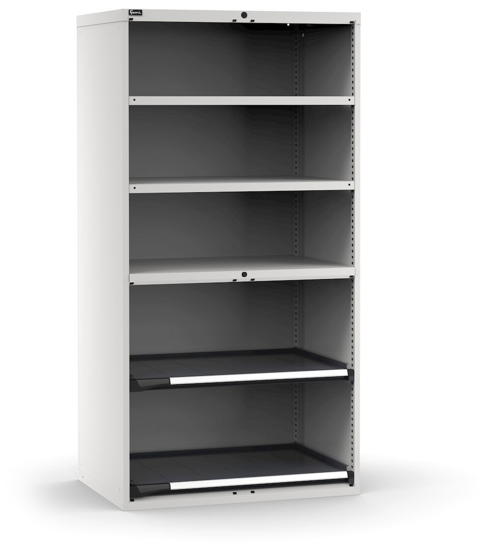 Armadio per utensili con 2 piani forati e 2 piani estraibili, L1020 x P726 x H2000 mm