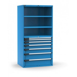 Armadio portautensili a 7 cassetti e 2 piani regolabili, L1020 x P726 x H2000 mm